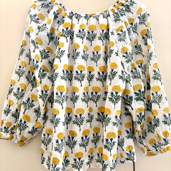 Emerson Fry LUCY BLOUSE BIG MARIGOLDS WHITE ORGANIC India collection Size M - Picture 15 of 15